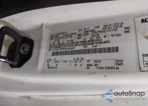 2013 Ford E-150 Commercial из США, поврежденный, VIN 1FTNE1EW6DDA04241